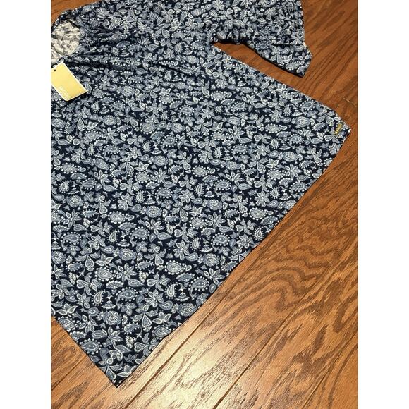 Michael Kors Women's Blue Paisley Flounce Sleeve Top Blouse, Size Large - Picture 2 of 7